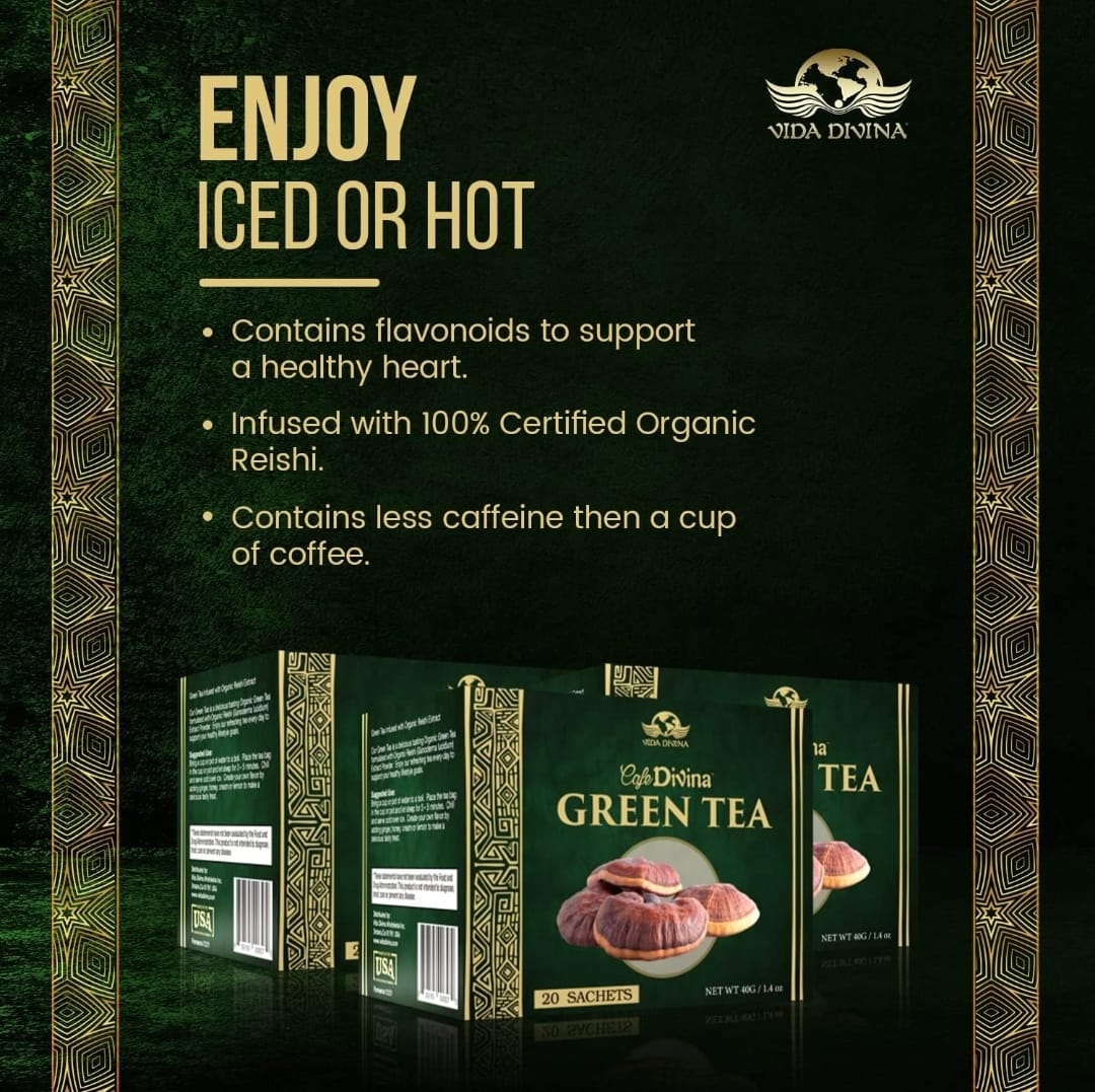 Vida Divina Café Divina Green Tea with Organic Reishi Extract Green Tea, Support