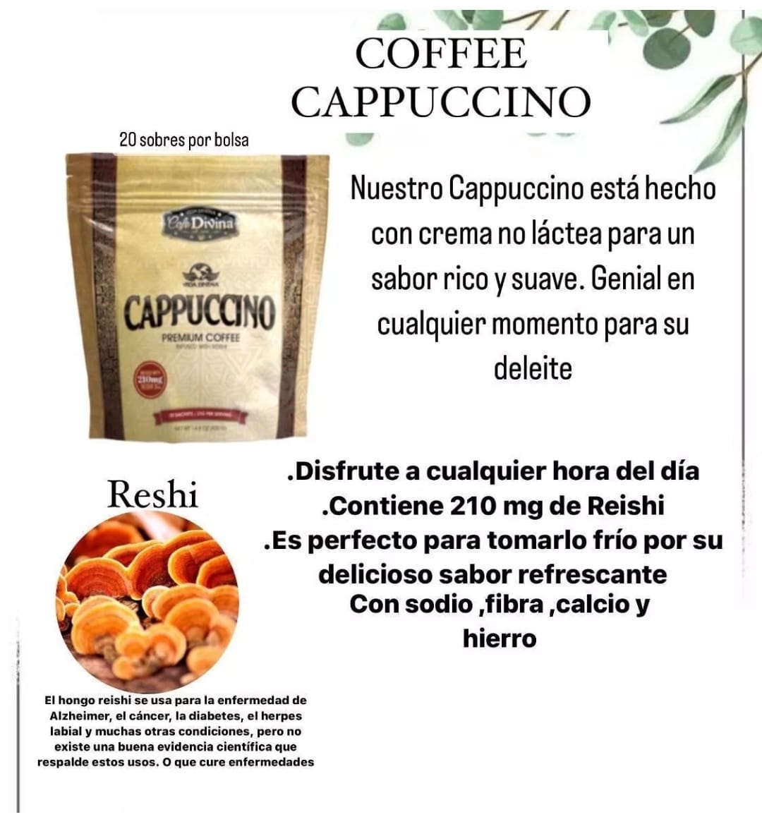 Vida DIVINA CAFE DIVINA CAPPUCCINO PREMIUM TOFFEE INFUSED WITH REISHI ...