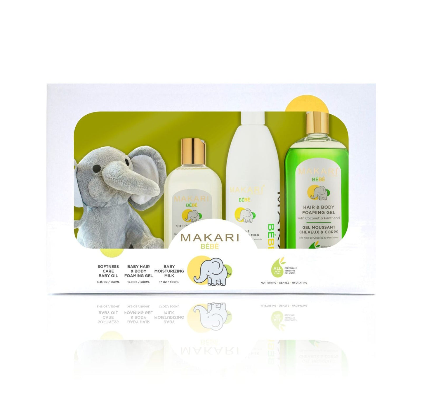 Makari Baby Set With Oil & Foaming Gel & Milk 500ml