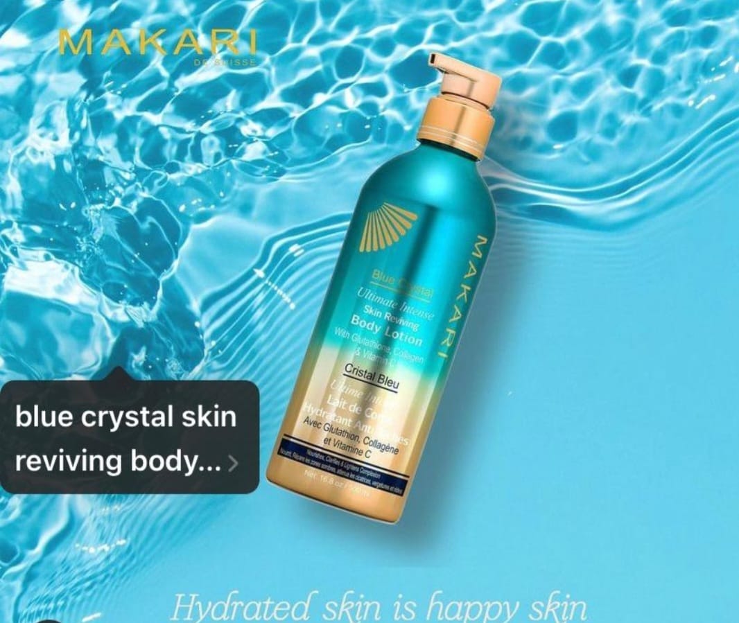Lotion corporelle revitalisante Makari Blue Crystal 16,8 oz - Crème hydratante éclaircissante