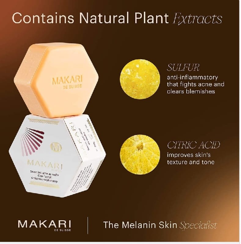 Makari De Suisse - Barre de savon au soufre classique - 7 oz - Visage et corps anti-acné - NOUVEAU
