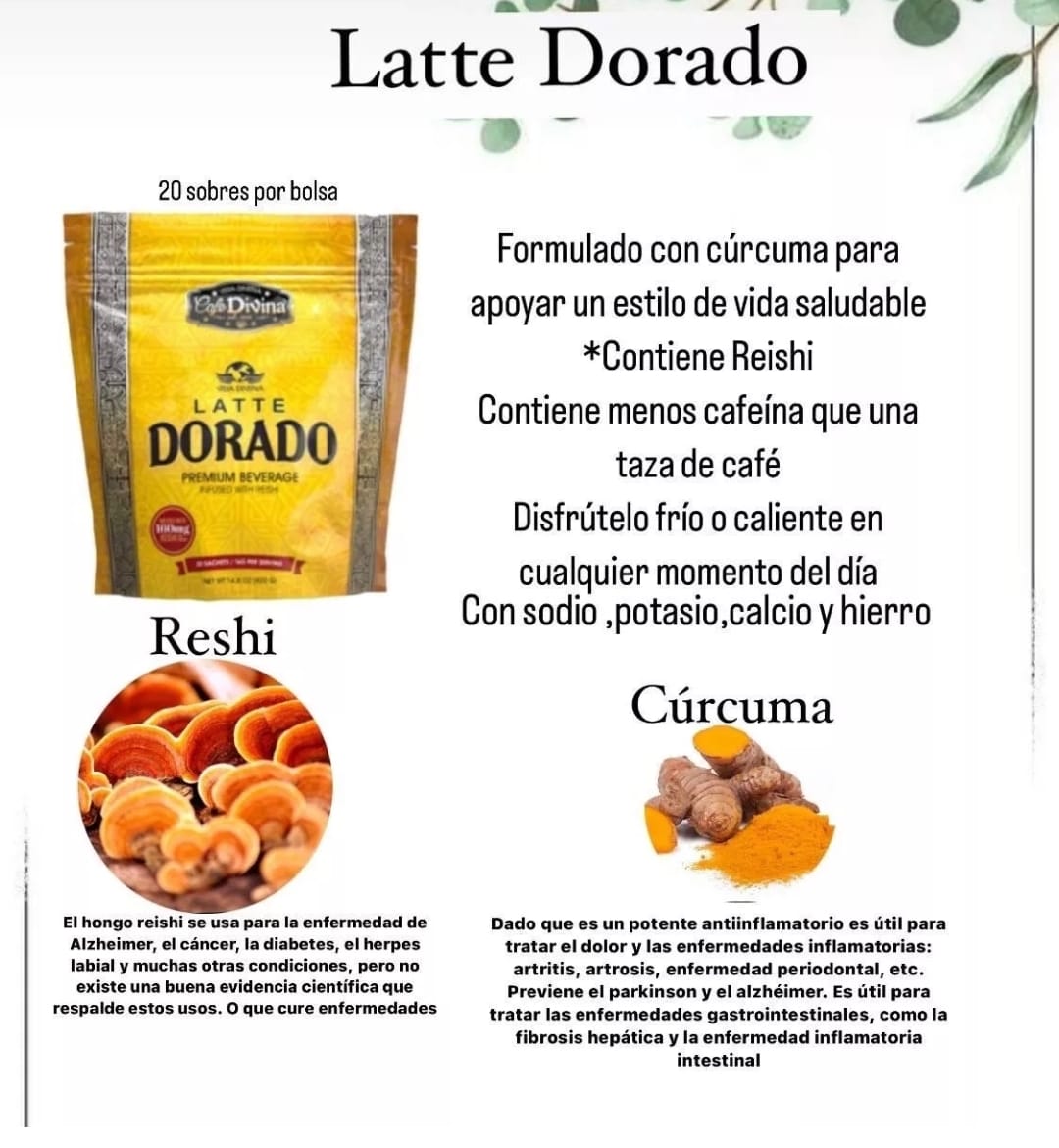 Coffee Dorado Latte cúrcuma - sabor latino