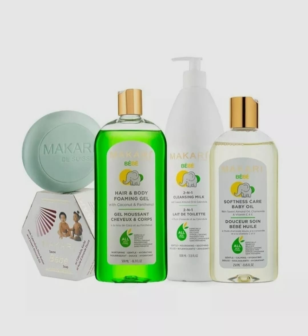 Lait nettoyant pour bébé Makari 33,8 fl. oz – Coffret cadeau apaisant et hydratant pour le bain et le corps