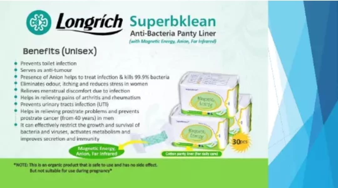 Longrich SuperbKlean Magnetic Sanitary Napkins/Pads/ Energy Panty Liners With Negative Ion/ Fights Infections/ Menstrual Cramps/Pains