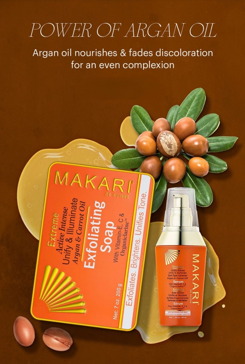 Coffret cadeau de soins tonifiants pour la peau Makari Extreme Carotte et huile d'argan