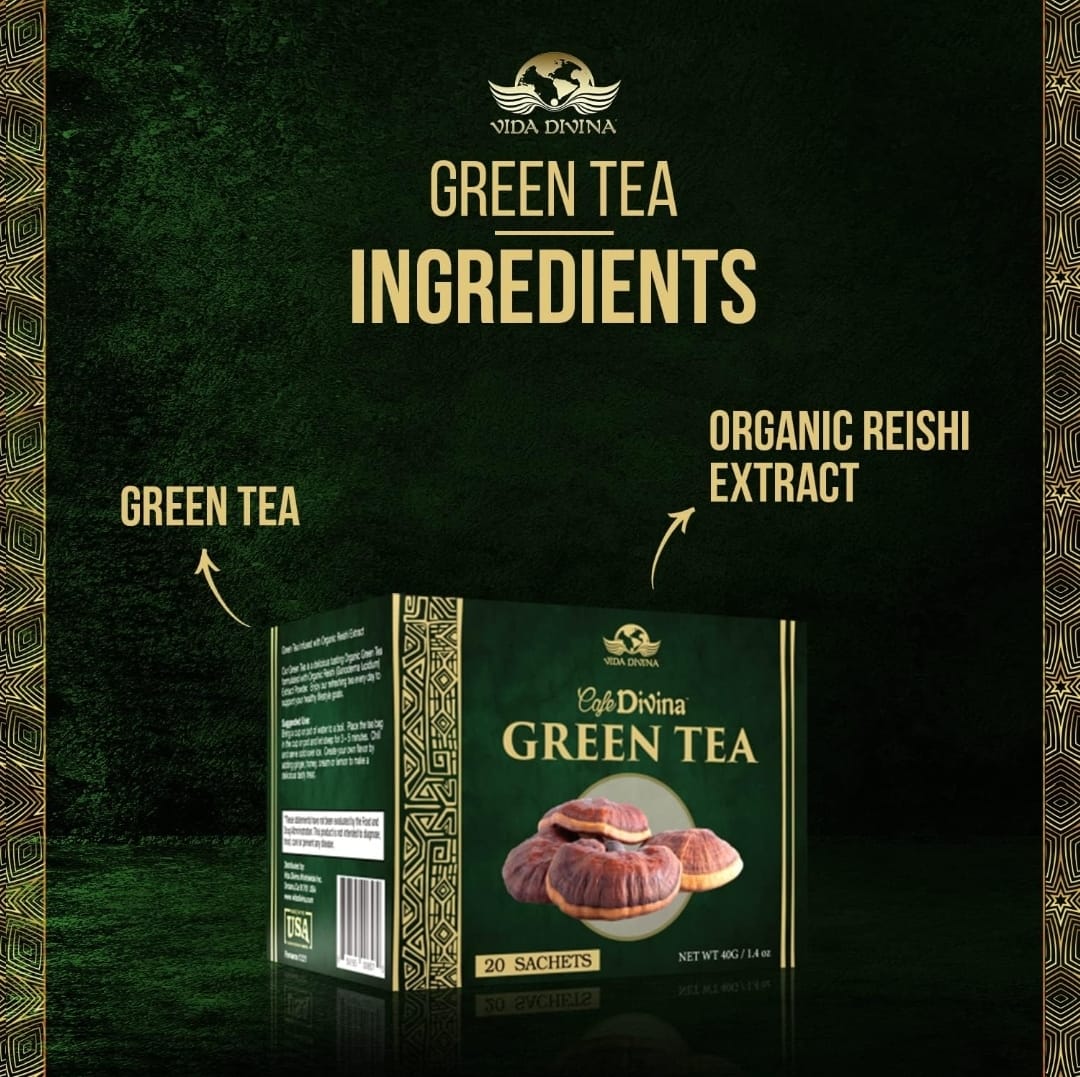 Vida Divina Café Divina Green Tea with Organic Reishi Extract Green Tea, Support