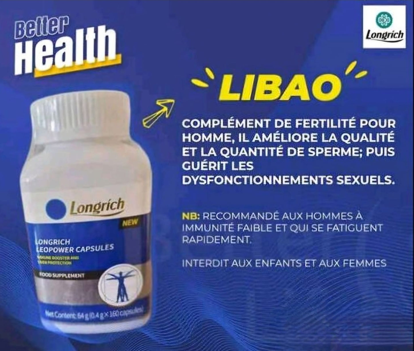 Longrich Leopower (LIBAO – FERTILITE MASCULINE (160 Capsules)