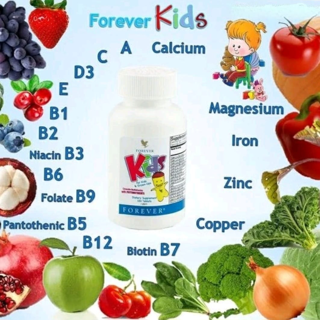 Forever Living Kids® Chewable Multivitamin - Grape Flavor for Healthy Growth and Development - No Artificial Flavors - 120 Tablets