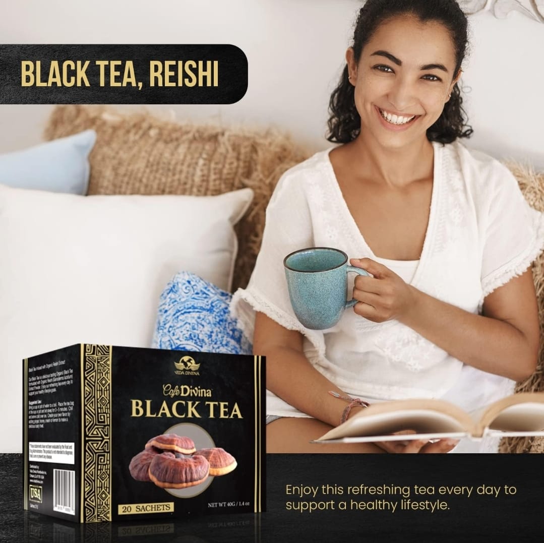 Vida Divina Café Divina Black Tea, Infused with Organic Ganoderma Reishi Extract