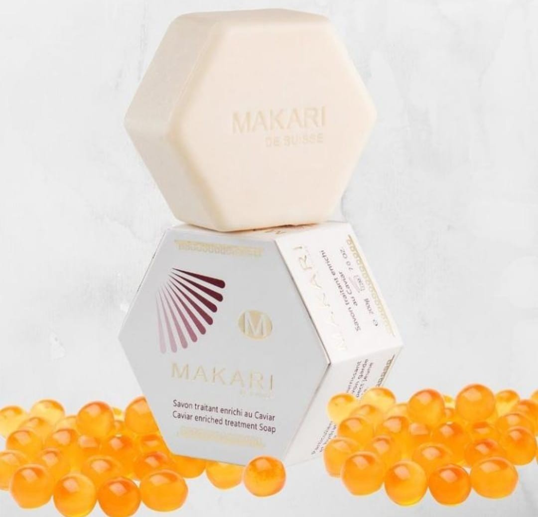 Savon de soin enrichi au caviar classique Makari 7,0 oz – Savon en barre hydratant et éclaircissant pour le visage et le corps – Nettoyant anti-âge qui combat la sécheresse, le teint terne, les rides et les imperfections