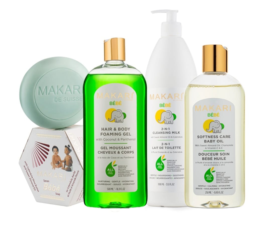 Lait nettoyant pour bébé Makari 33,8 fl. oz – Coffret cadeau apaisant et hydratant pour le bain et le corps