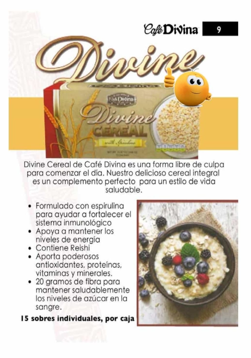 VIDA DIVINA DIVINE CEREAL With Spirulina Net Wt 30g/ Sachet