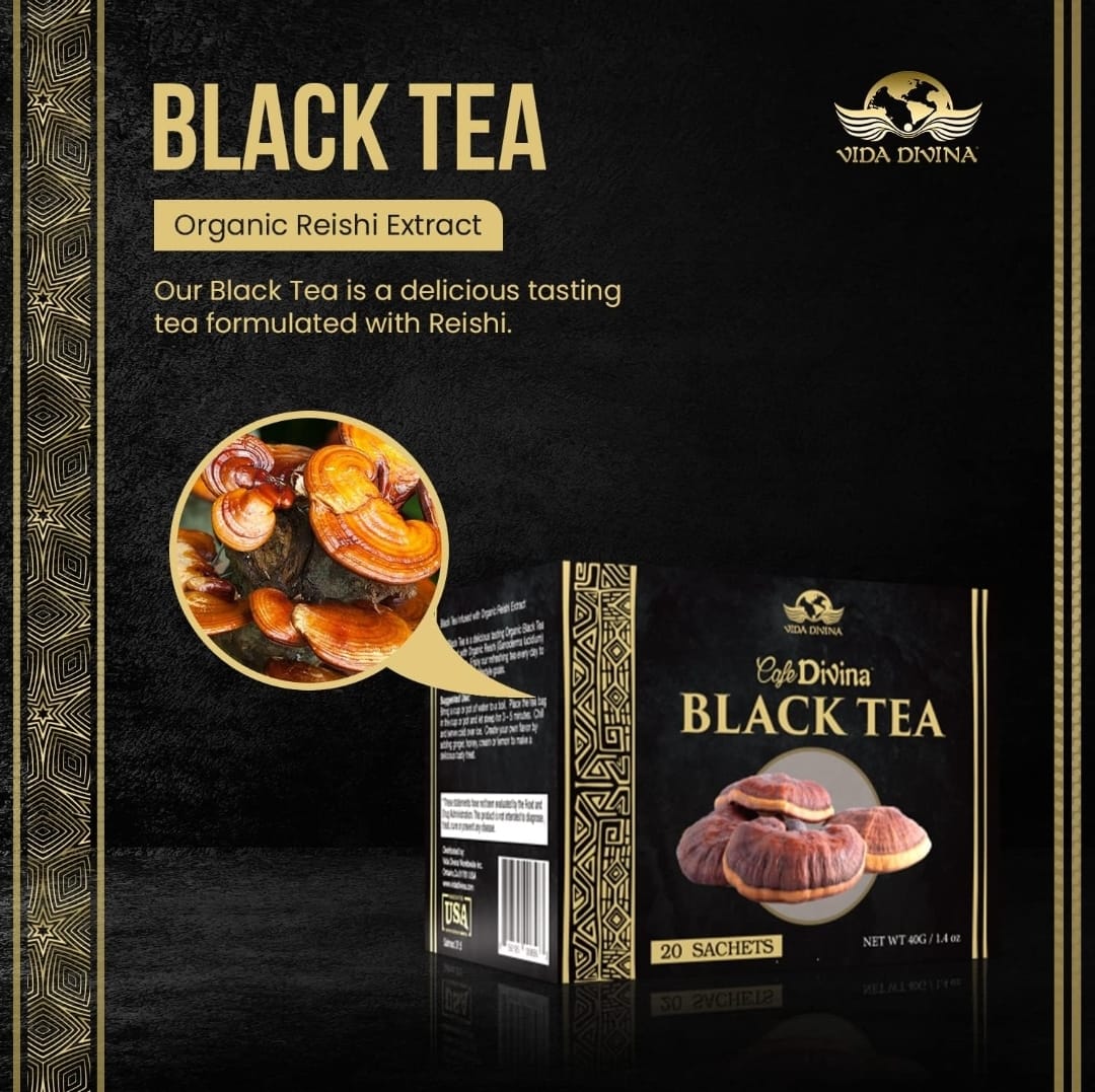 Vida Divina Café Divina Black Tea, Infused with Organic Ganoderma Reishi Extract