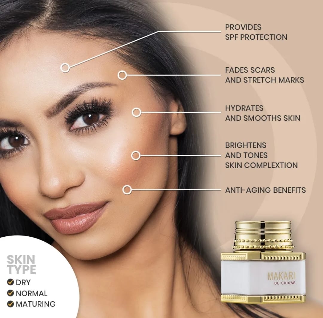 Crème visage éclat de jour Makari SPF 15, 50 ml, en boîte