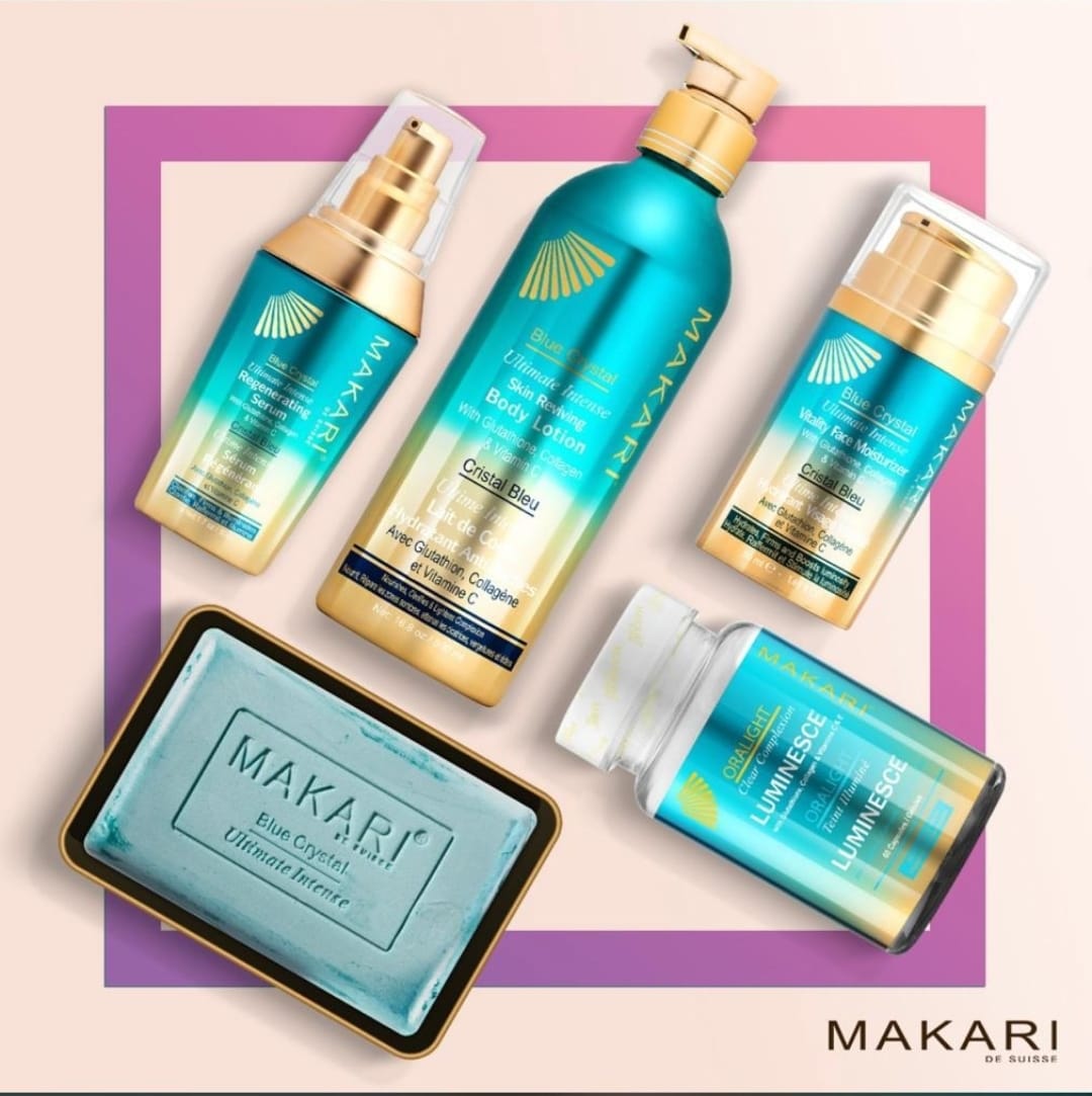 Coffret cadeau revivifiant Makari Blue Crystal - Crème hydratante éclaircissante, lotion,