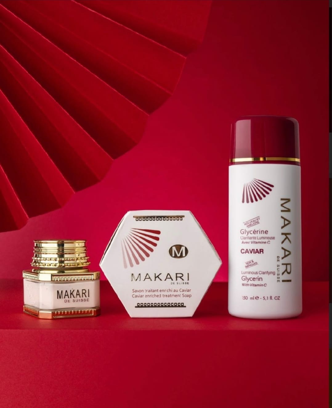 Coffret 3 pièces Makari Caviar Soins naturels au caviar pour la peau anti-âge et éclaircissante