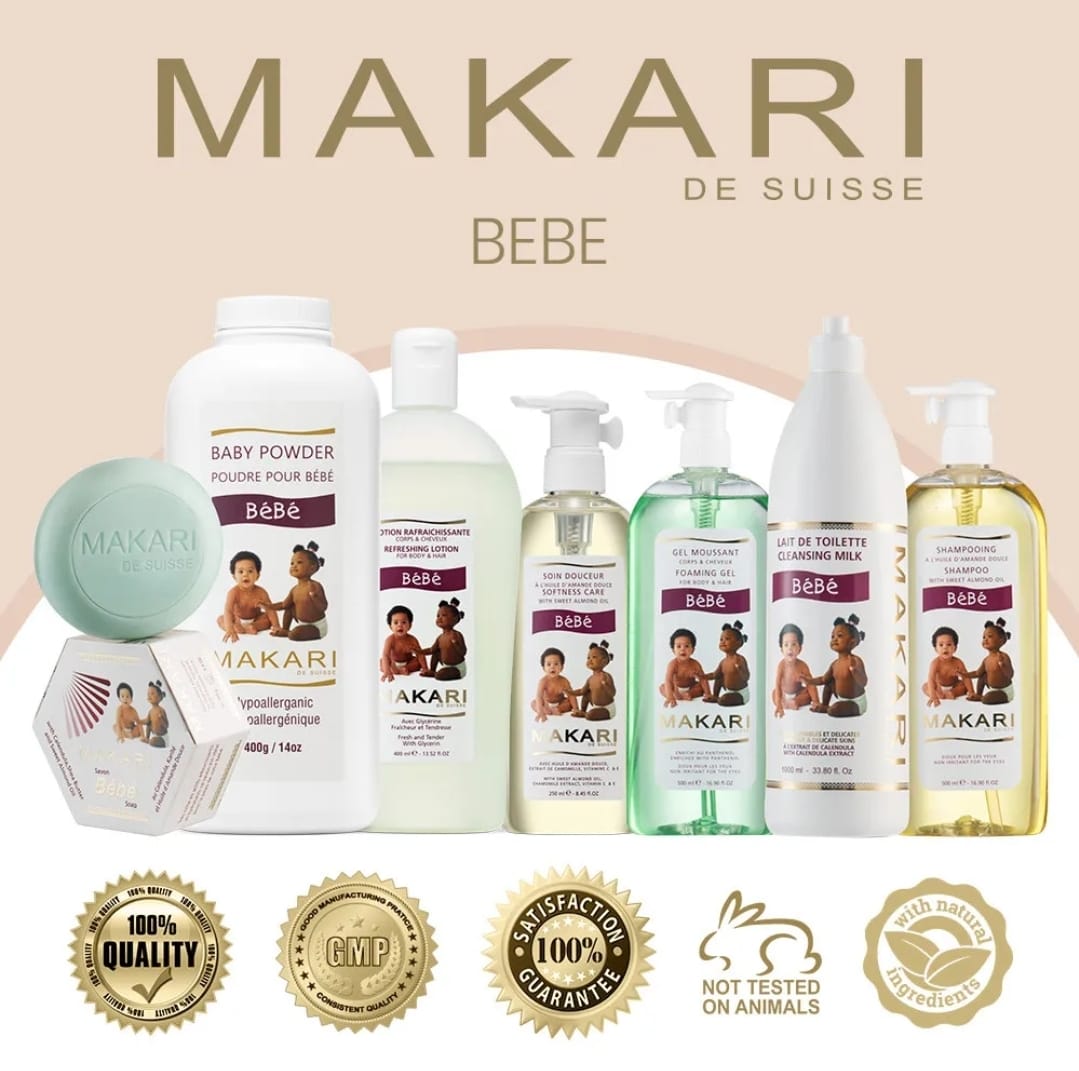 Lait nettoyant pour bébé Makari 33,8 fl. oz – Coffret cadeau apaisant et hydratant pour le bain et le corps