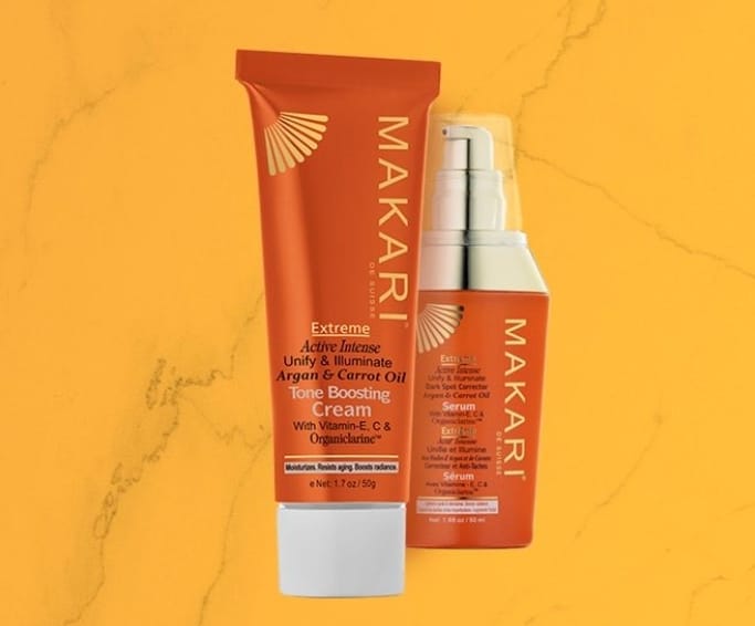 Coffret 2 pièces de crème et sérum tonifiants à l'huile d'argan et de carotte de Makari Extreme