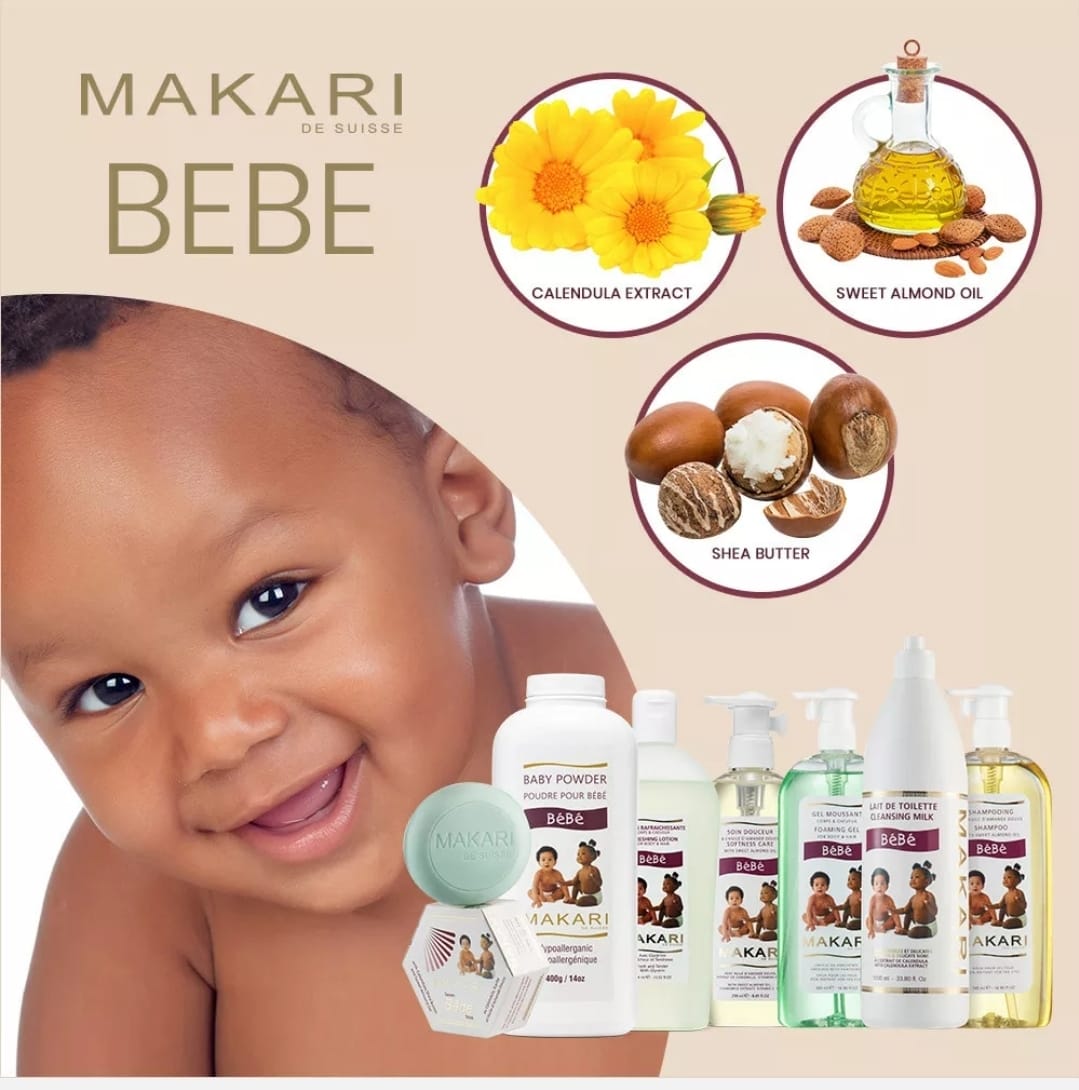Lait nettoyant pour bébé Makari 33,8 fl. oz – Coffret cadeau apaisant et hydratant pour le bain et le corps
