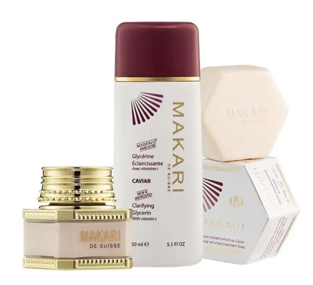 Coffret 3 pièces Makari Caviar Soins naturels au caviar pour la peau anti-âge et éclaircissante