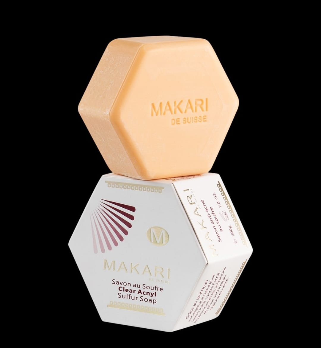 Makari De Suisse - Barre de savon au soufre classique - 7 oz - Visage et corps anti-acné - NOUVEAU