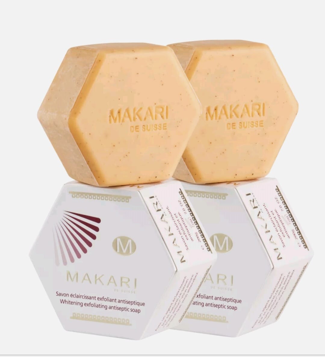 2 PACK of Makari Classic Whitening Exfoliating Antiseptic Soap 7oz.Cleansing Bar