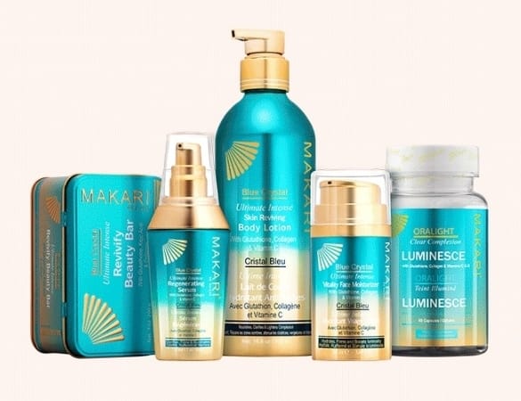 Coffret cadeau revivifiant Makari Blue Crystal - Crème hydratante éclaircissante, lotion,