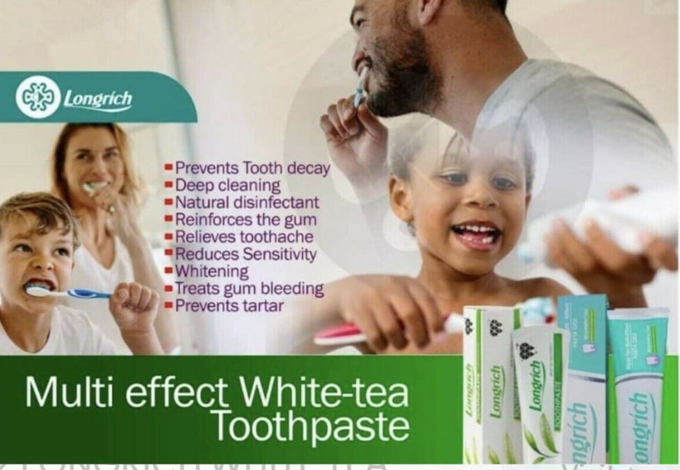 Longrich Toothpaste, WhiteTea, Fluoride Free, Deep Cleaning Jumbo Size (200g)