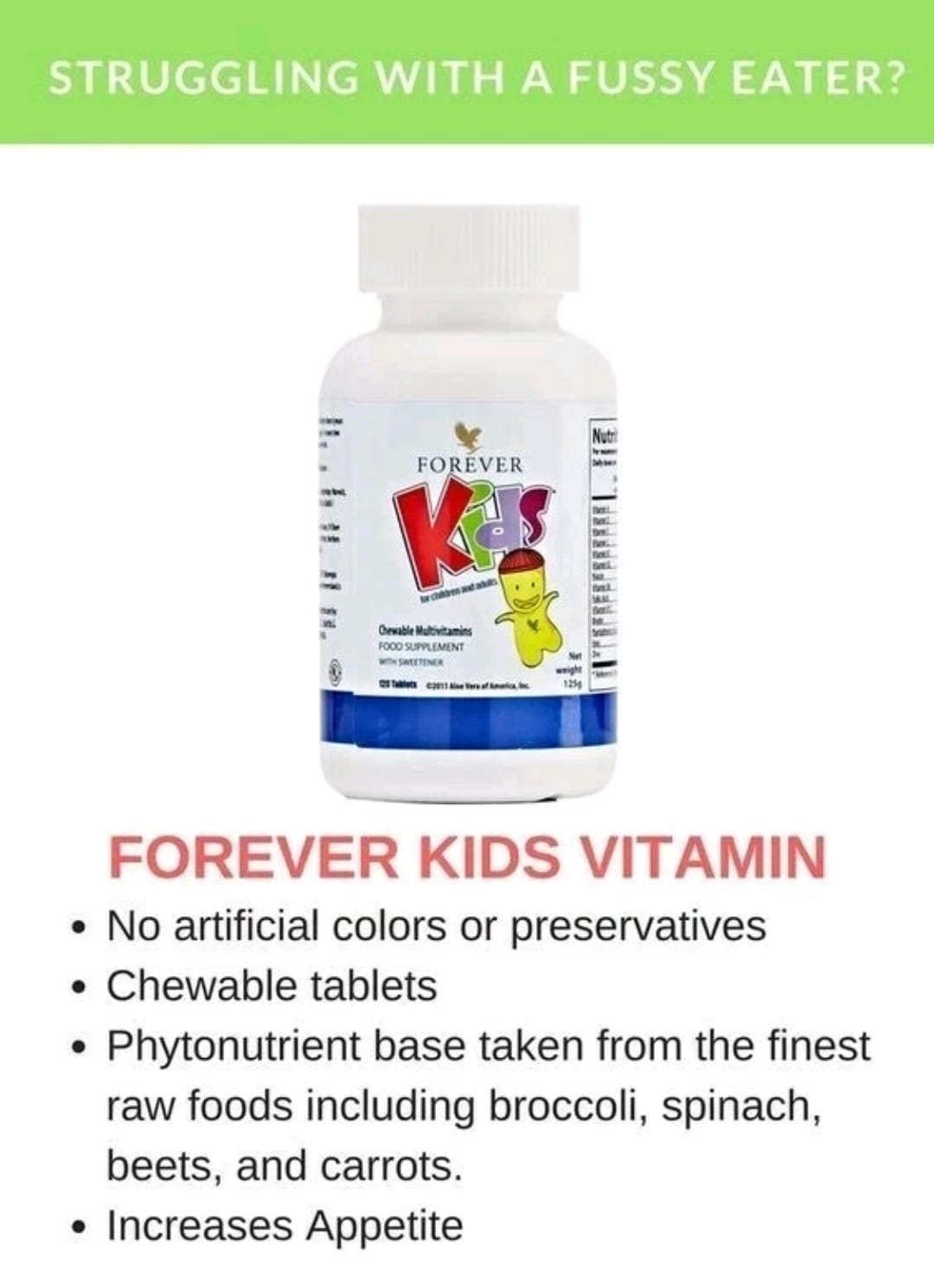 Forever Living Kids® Chewable Multivitamin - Grape Flavor for Healthy Growth and Development - No Artificial Flavors - 120 Tablets