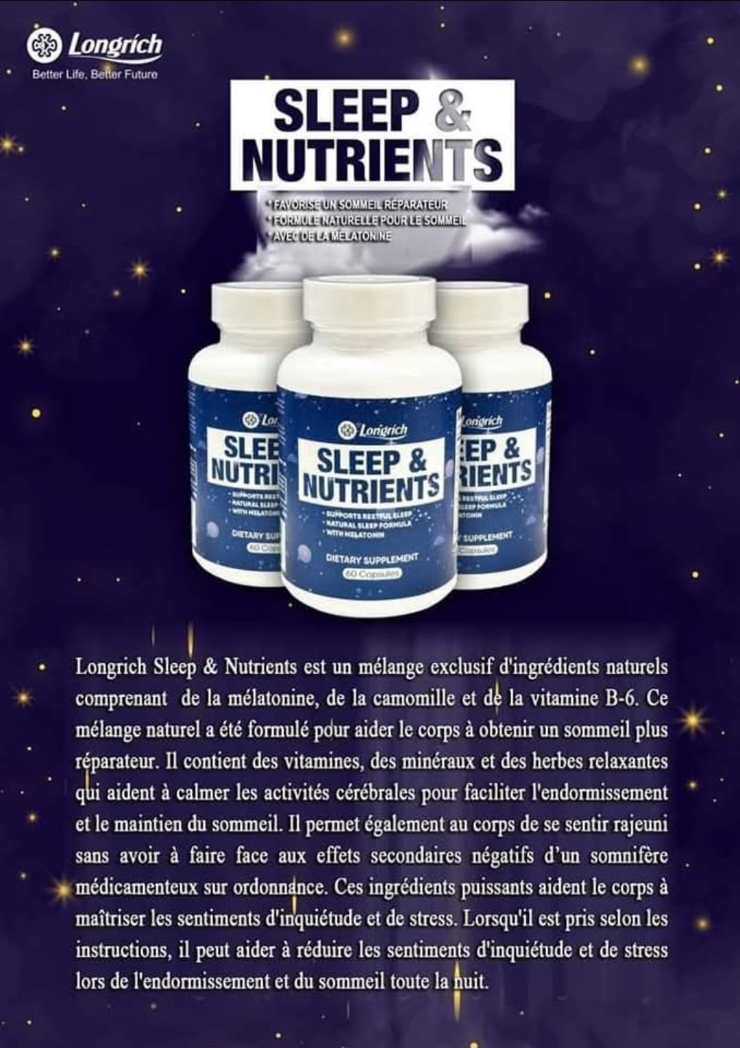 LONGRICH SLEEP & NUTRIENTS DIETARY SUPPLEMENT 60 CAPSULES