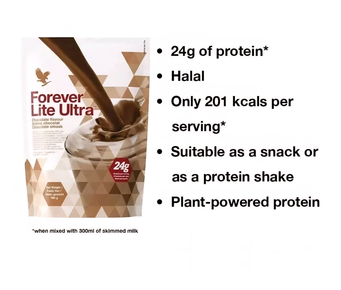 Forever Living - Lite Ultra Chocolate Protein Shake Mix with Aminotein, Low...