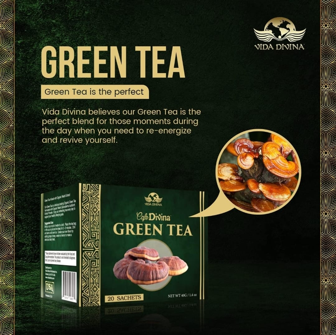 Vida Divina Café Divina Green Tea with Organic Reishi Extract Green Tea, Support