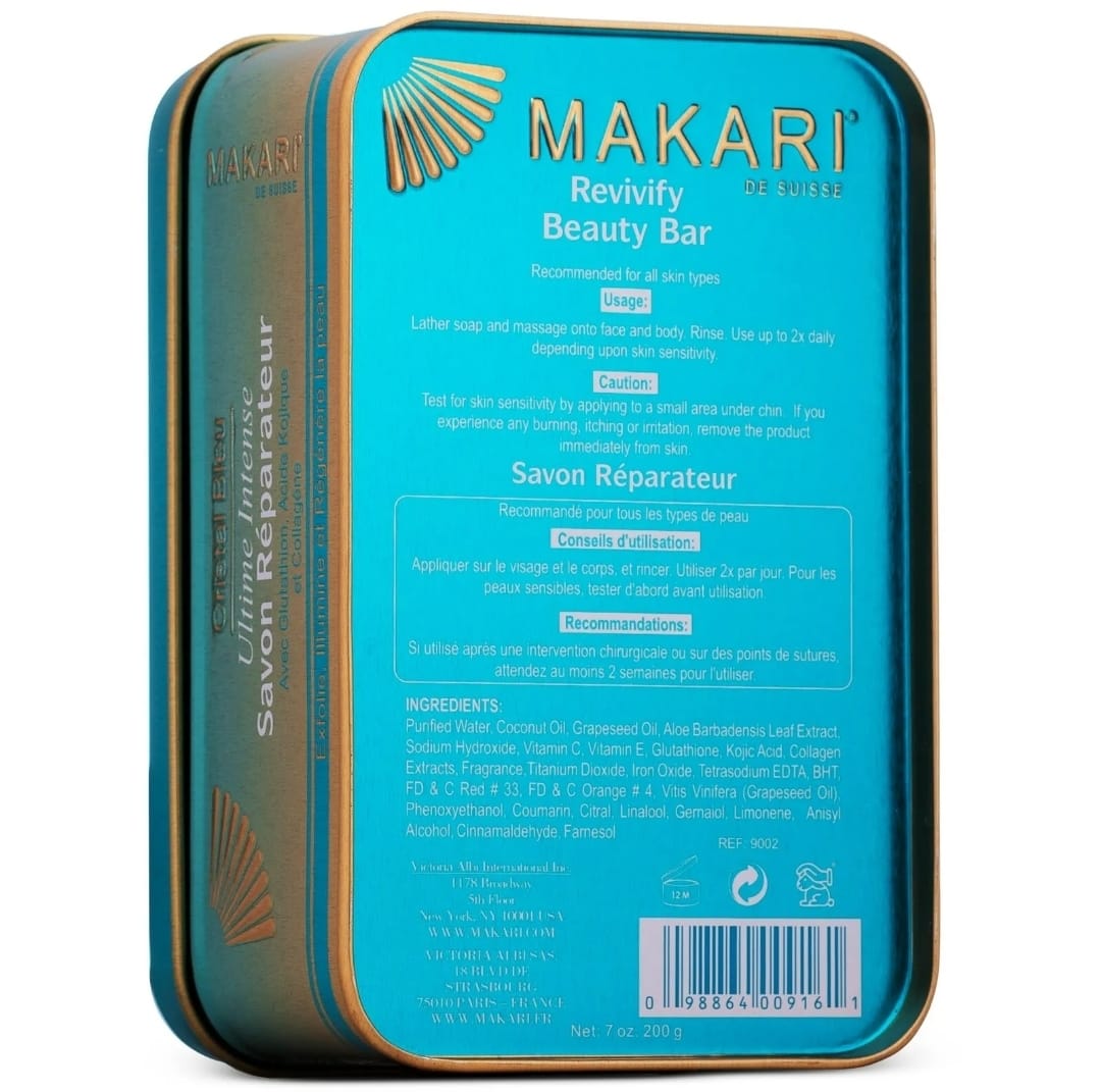Savon en barre de beauté Makari Blue Crystal Revivify – Éclaircissant, nettoyant et éclaircissant
