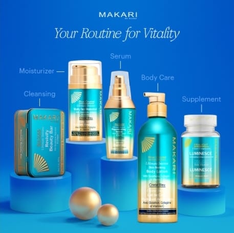 Coffret cadeau revivifiant Makari Blue Crystal - Crème hydratante éclaircissante, lotion,