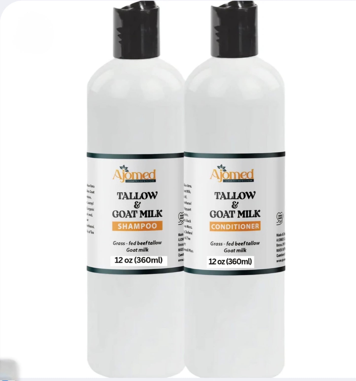 Beef Tallow & Goat Milk Sea Moss Hair Shampoo and Conditioner Set - handmade Shampoo for Hair Regrowth, Hair Loss Thinning Relief, Hair Volume Root Enhancer, Strength Thickening Care