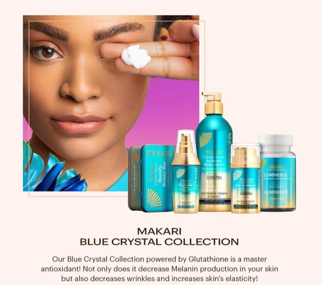 Coffret cadeau revivifiant Makari Blue Crystal - Crème hydratante éclaircissante, lotion,