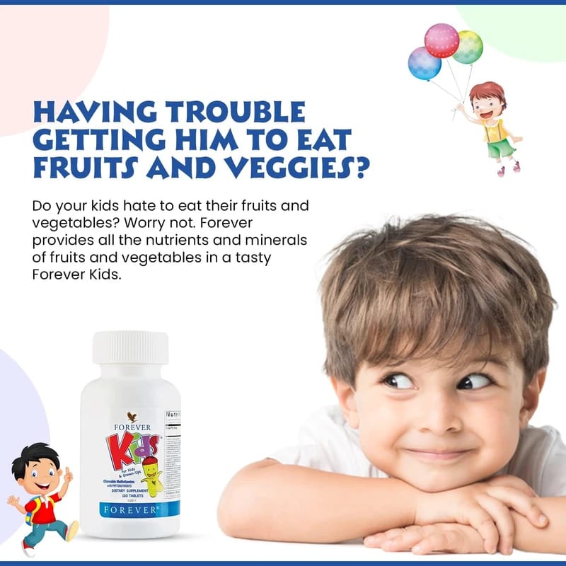 Forever Living Kids® Chewable Multivitamin - Grape Flavor for Healthy Growth and Development - No Artificial Flavors - 120 Tablets