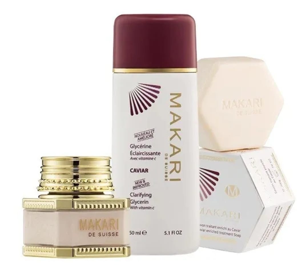 Coffret 3 pièces Makari Caviar Soins naturels au caviar pour la peau anti-âge et éclaircissante