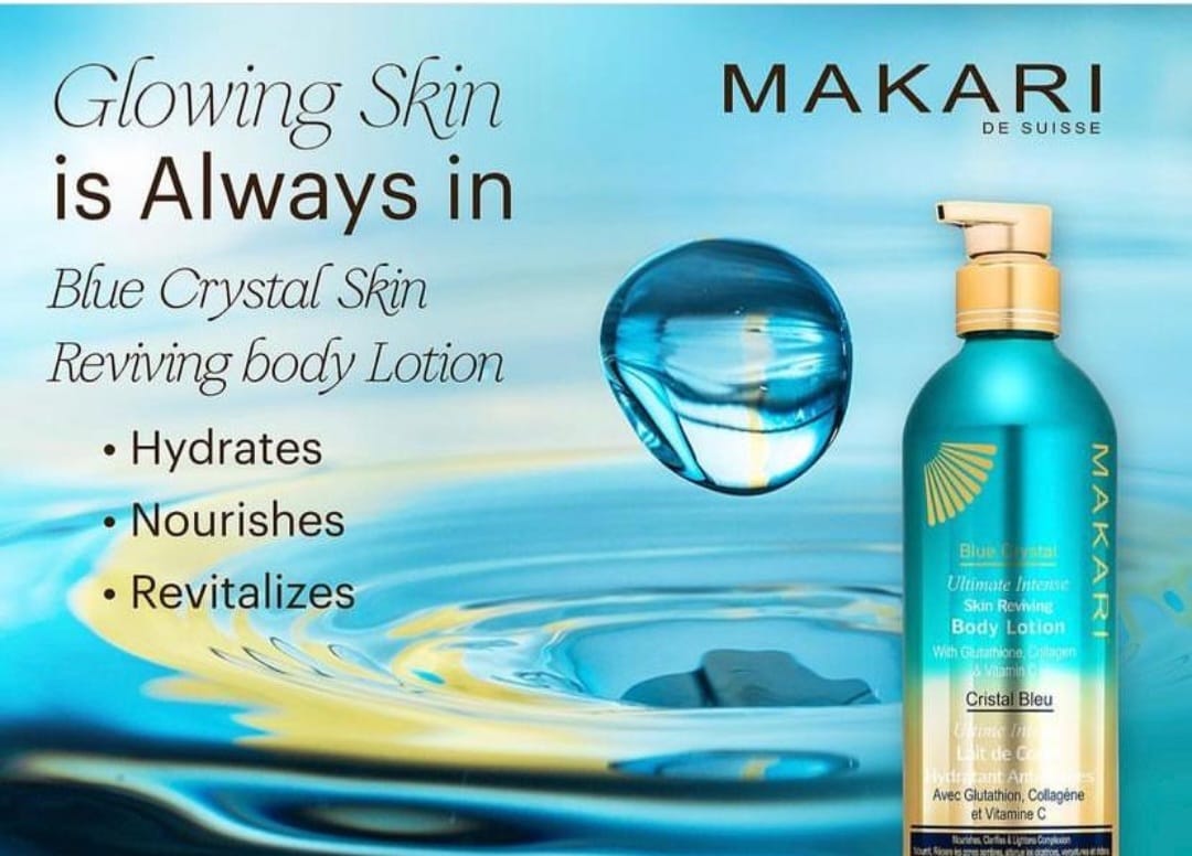 Lotion corporelle revitalisante Makari Blue Crystal 16,8 oz - Crème hydratante éclaircissante