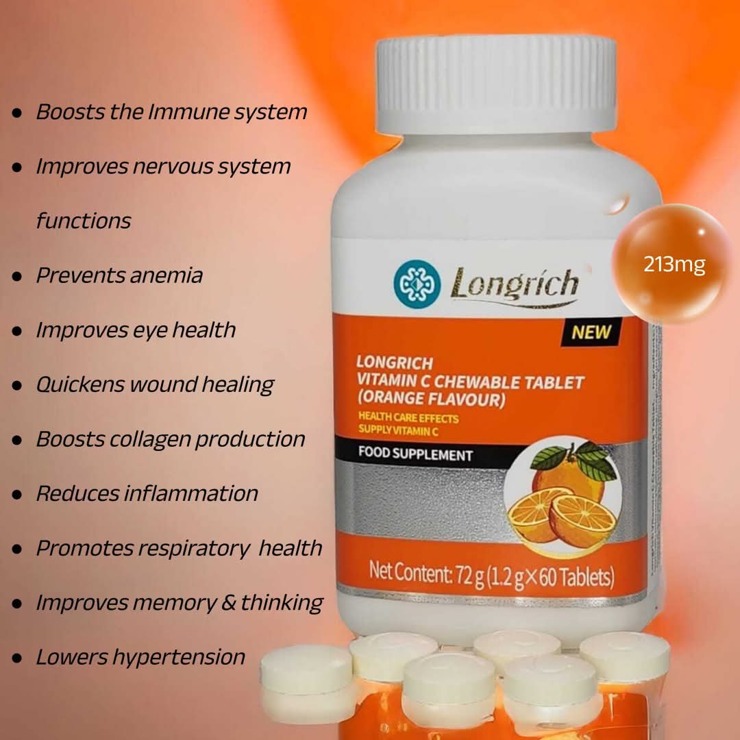 Tabletas masticables de vitamina C Longrich (SABOR A NARANJA) EFECTOS EN LA SALUD