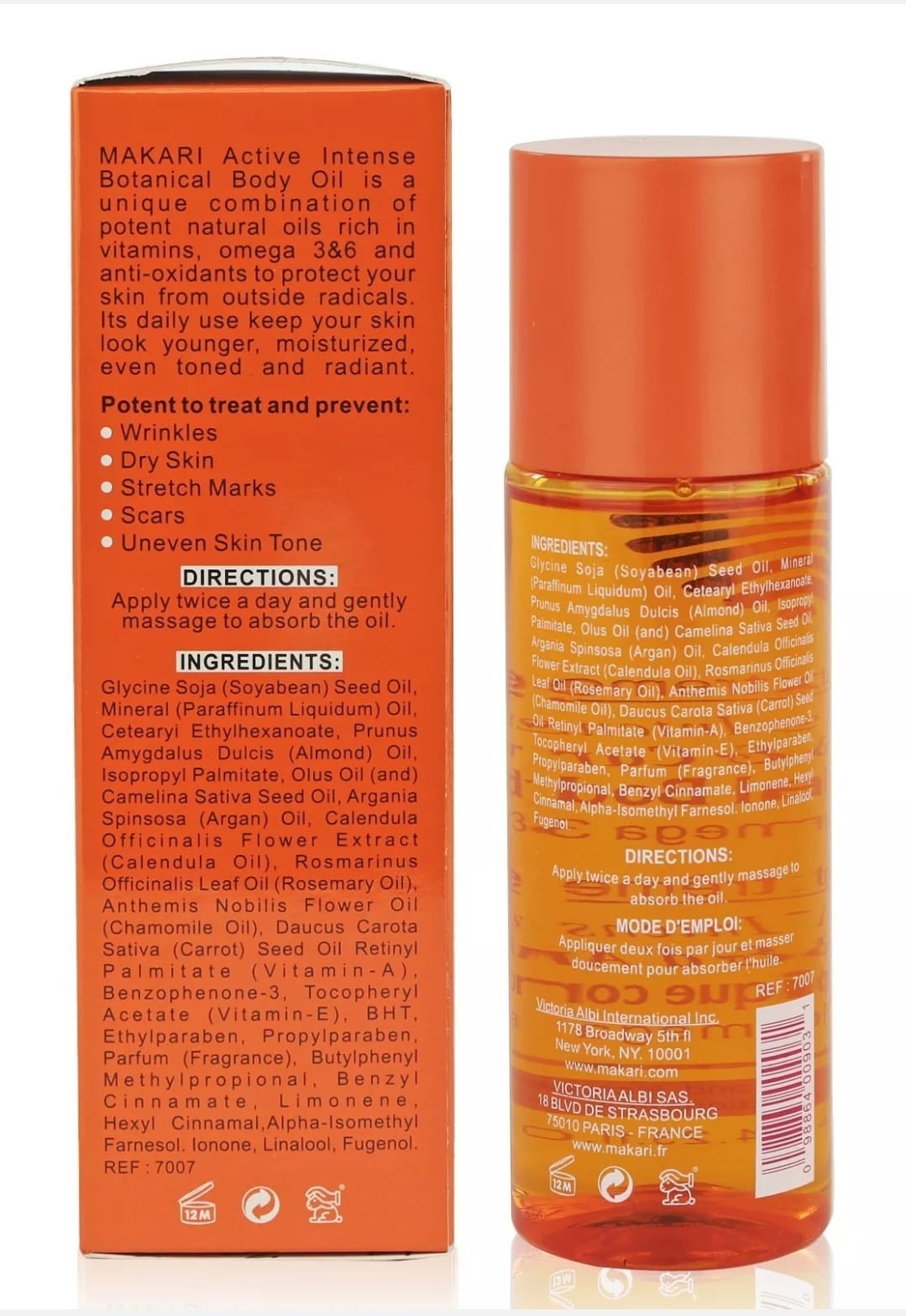 Huile corporelle botanique à l'argan et à la carotte Makari Extreme