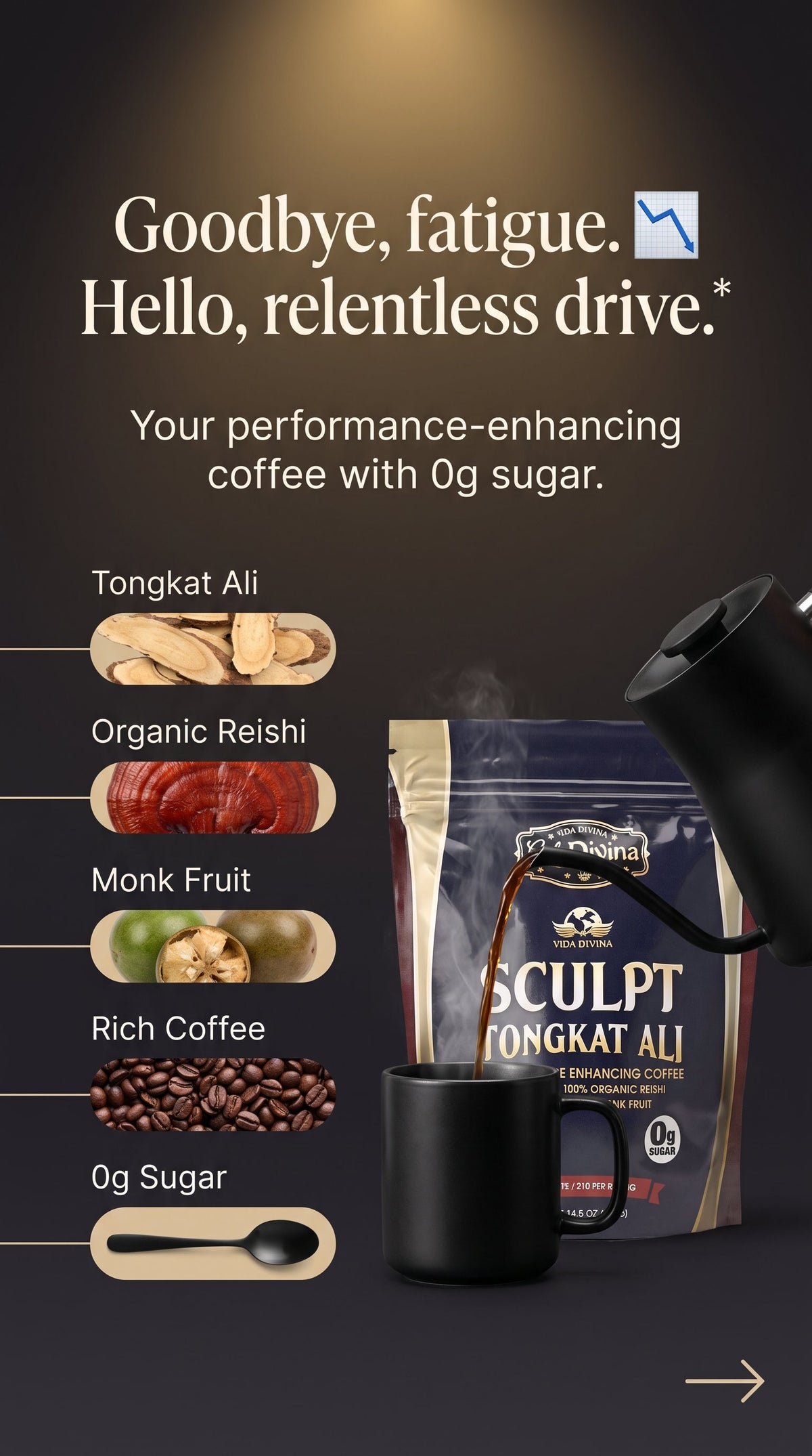 Vida Divina Café 1 sachet Sculpt Tongakt Ali CAFFE