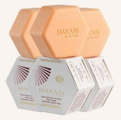 Ensemble de 3 pièces Makari - Barre de savon au soufre classique - 7 oz - Visage et corps anti-acné - NOUVEAU