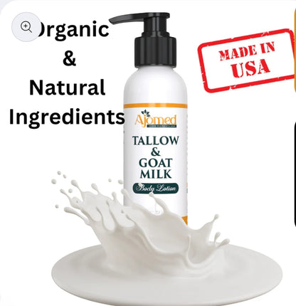 Grass Fed Beef Tallow & Goat Milk Lotion- Handmade organic tallow body lotion