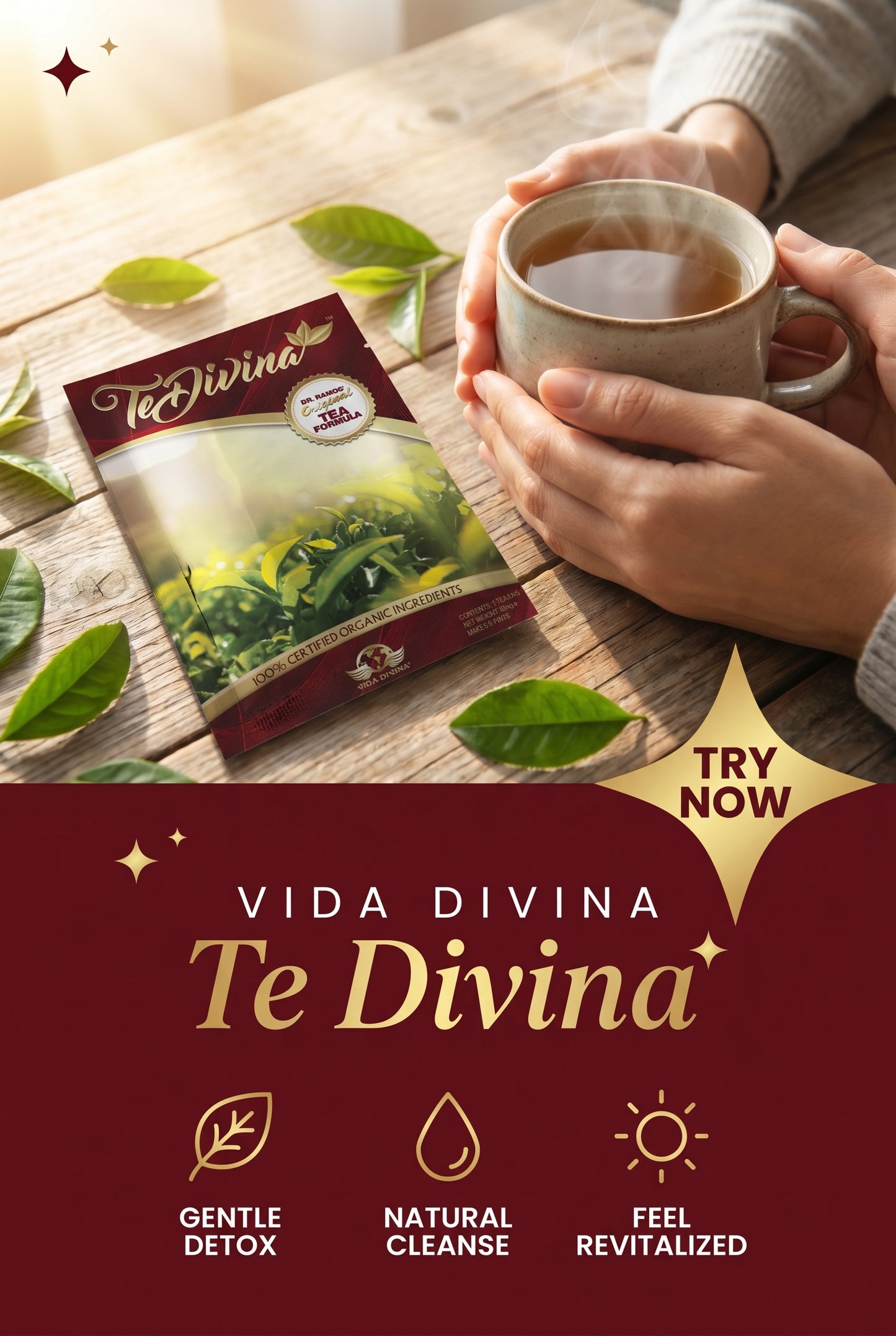 Thé détox original Te Divina pour la détoxification, le nettoyage et la perte de poids 1 sachet