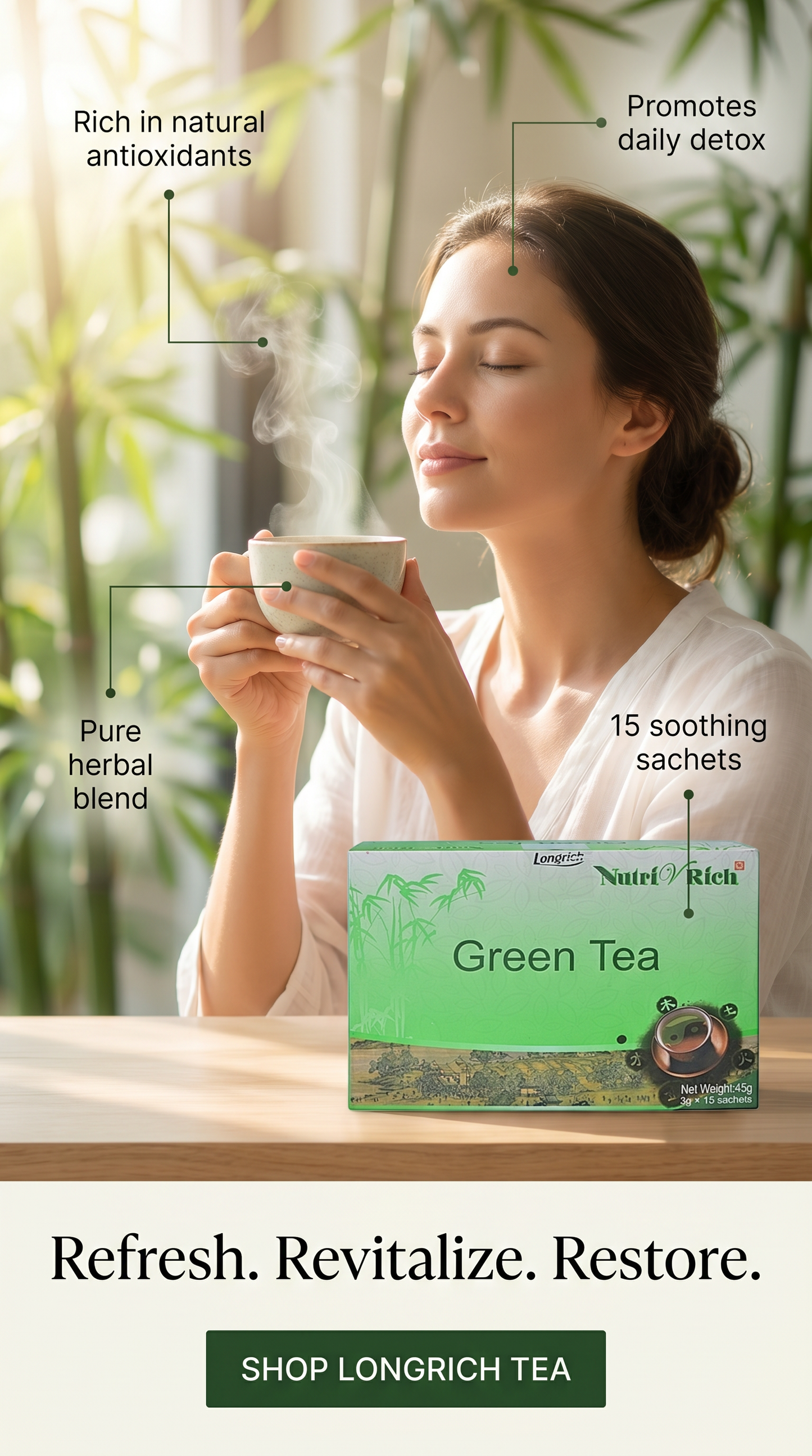 Longrich Green Tea / Longrich NutriVRich Xinchang Tea/ Detox Tea / Longrich Tea