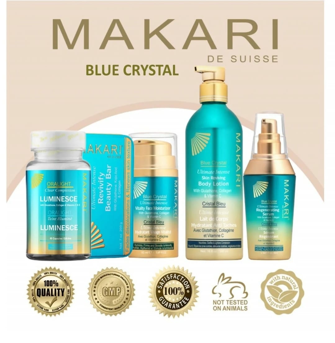 Sérum Régénérant Cristal Bleu Makari 1,7 oz - Sérum Corps Éclaircissant et Raffermissant