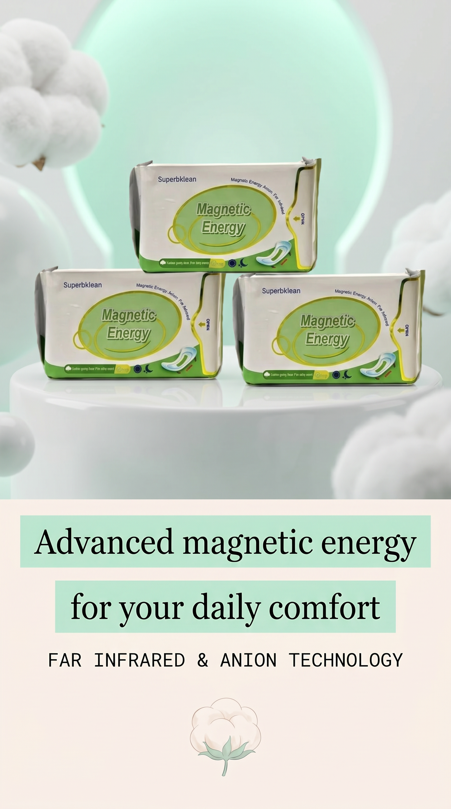 3x Longrich Superbklean Magnetic Anion Far Infrared Sanitary Pad Napkin New