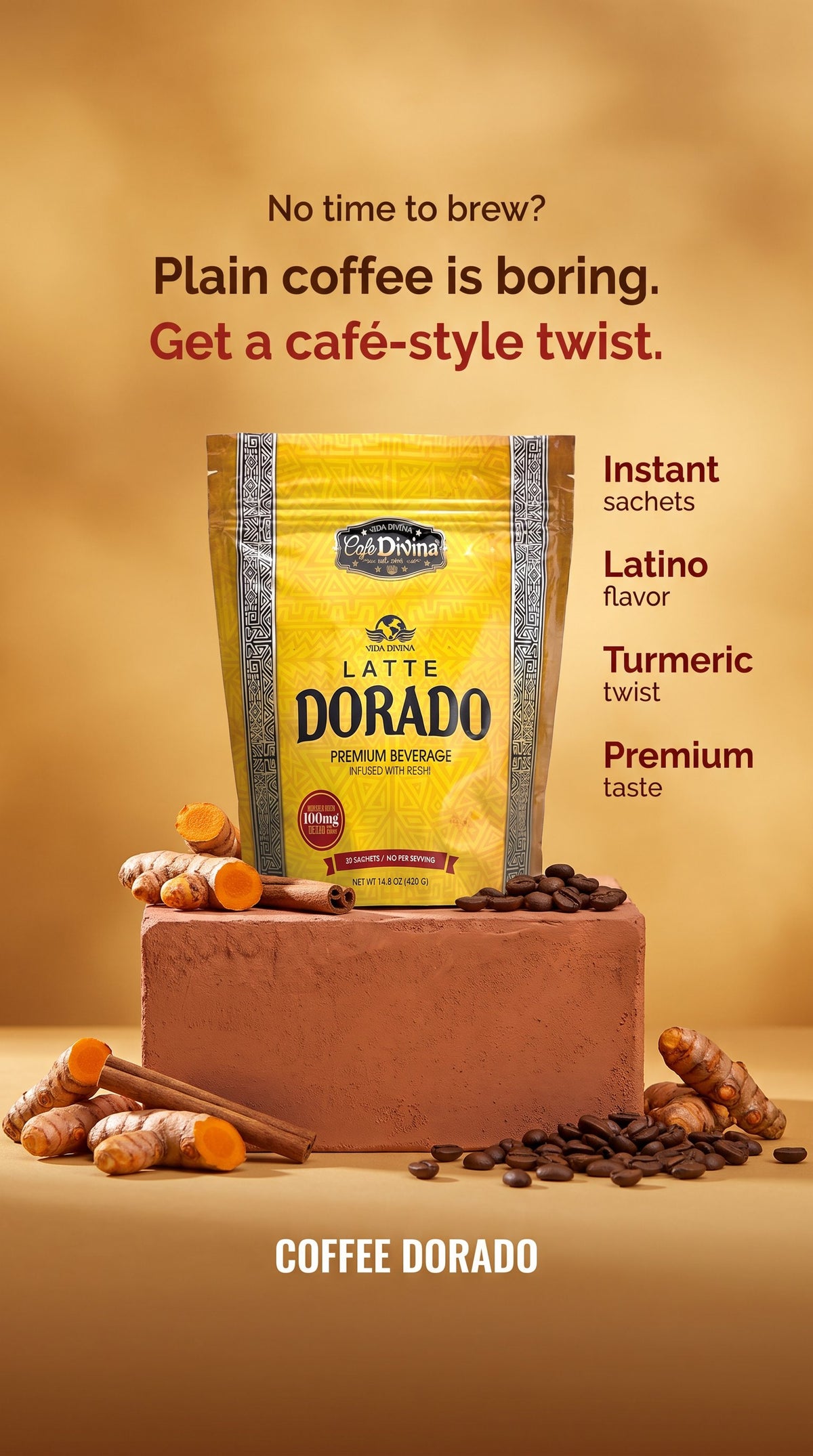 Café Dorado Latte cúrcuma - sabor latino