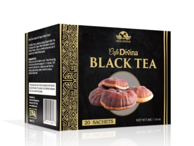 Vida Divina Café Thé noir Divina, infusé avec de l'extrait de Ganoderma Reishi biologique